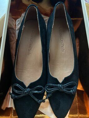 Belizon Black Suede Bow Pumps Kitten Heels Size 6 New In Box L'Amour Des Pieds